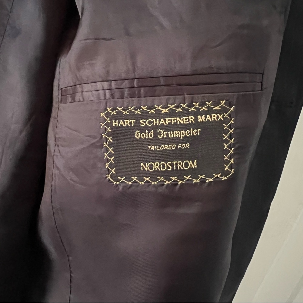 Hart Schaffner Marx Nordstrom Dark Navy Pinstripe Suit Jacket Size 42L - Picture 2 of 13